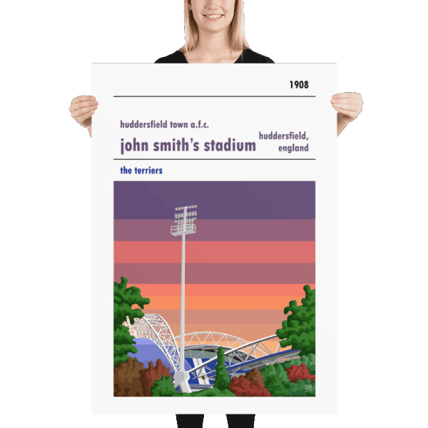 Massive John Smith’s Stadium and Huddersfield Town AFC, Sunset football poster