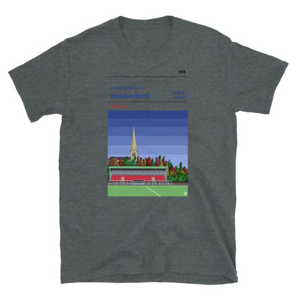 Dark grey t-shirt of Dorking Wanderers FC and Meadowbank