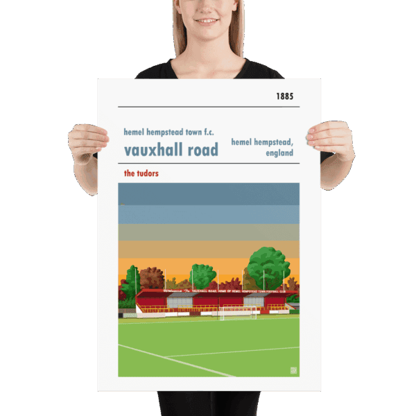 Large football poster of Hemel Hempstead FC and Vauxhall Road