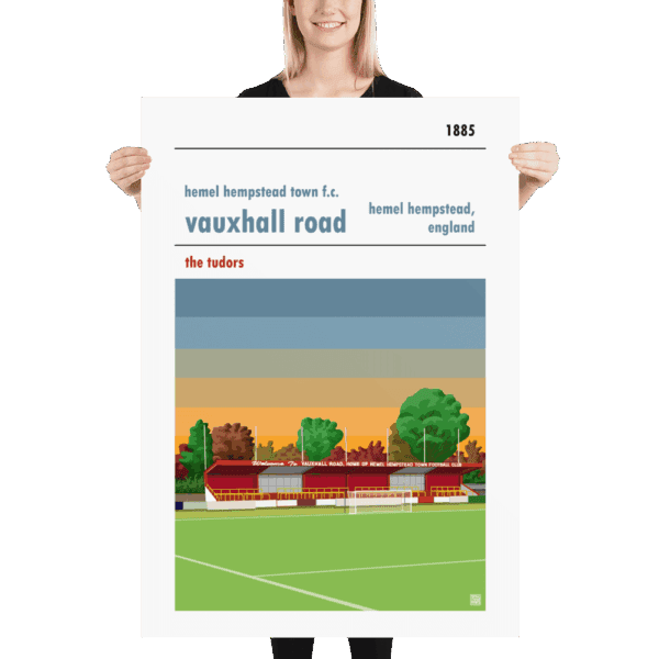 Massive football poster of Hemel Hempstead FC and Vauxhall Road