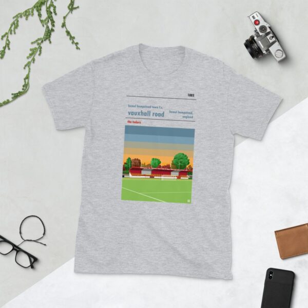 Light grey t-shirt of Hemel Hempstead FC and Vauxhall Road