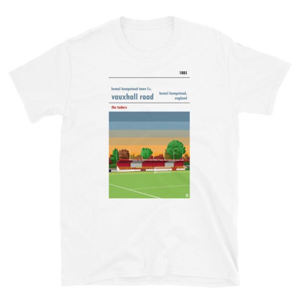White t-shirt of Hemel Hempstead FC and Vauxhall Road