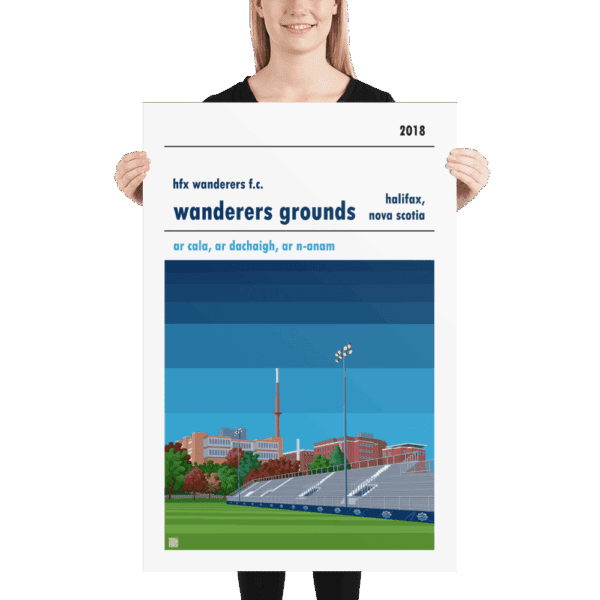 Huge football poster of HFX Wanderers and Wanderers Ground