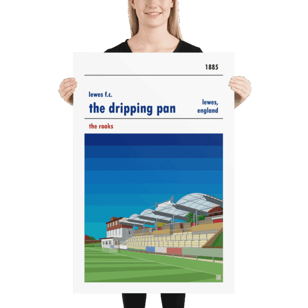 Huge football poster of the Dripping Pan and Lewes FC