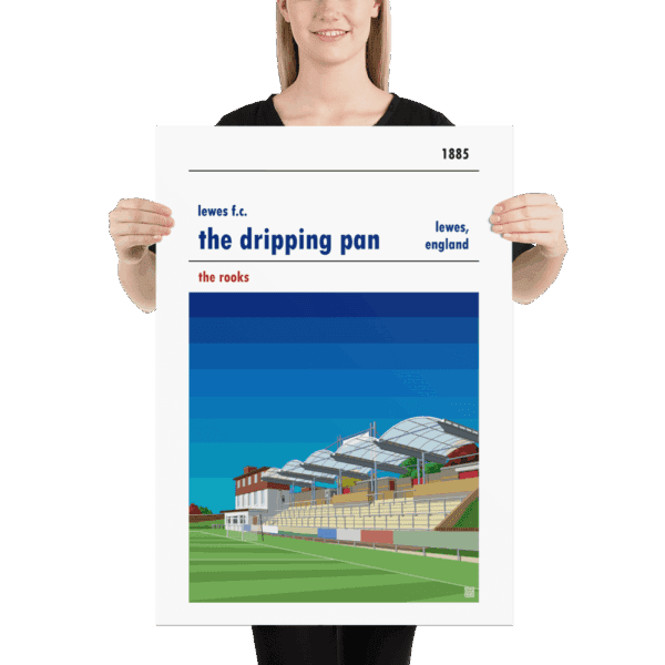 Large football poster of the Dripping Pan and Lewes FC