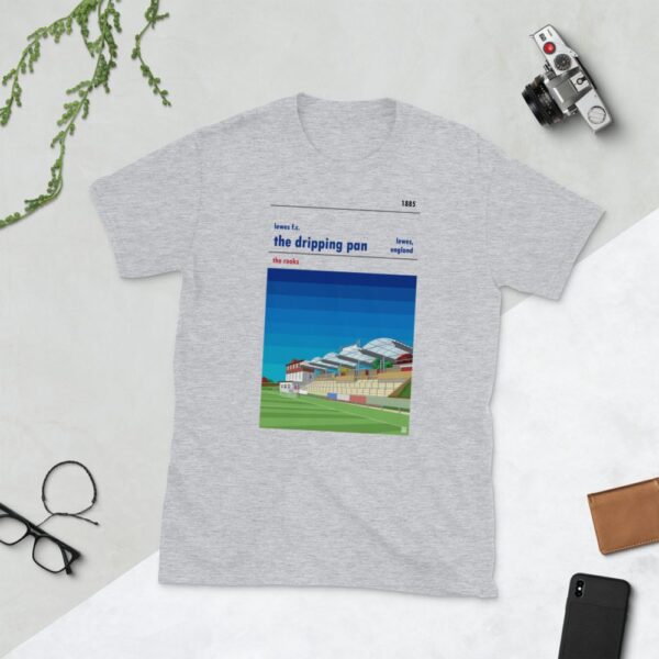 Lifestyle grey t-shirt of the Dripping Pan and Lewes FC