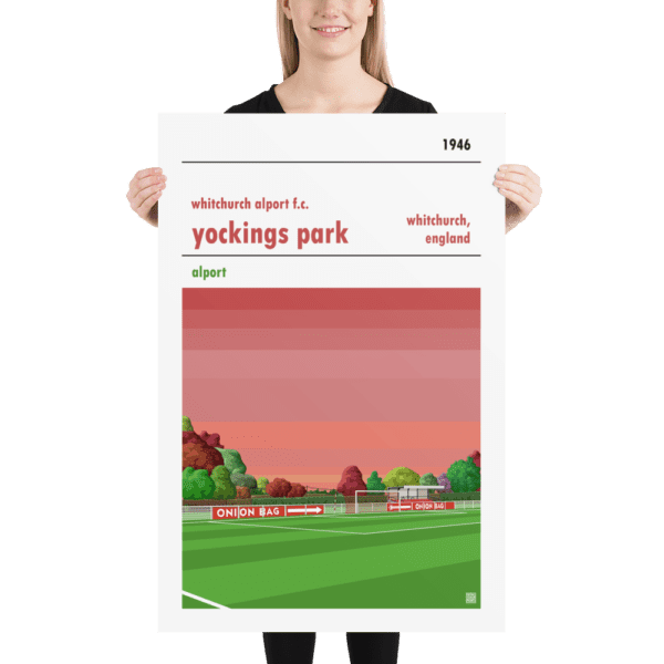 Huge football poster of Whitchurch Alport FC and Yockings Park