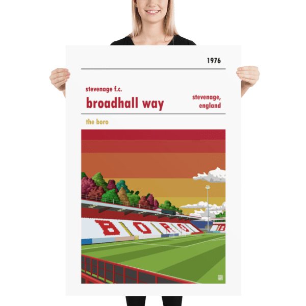 Massive football poster of Stevenage FC and Broadhall Way