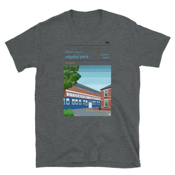 Dark grey t-shirt of Stockport County FC and Edgeley Park