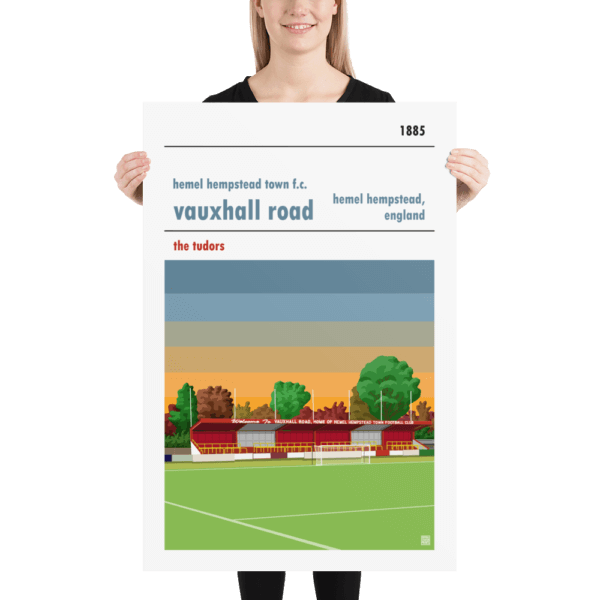 Huge football poster of Hemel Hempstead FC and Vauxhall Road