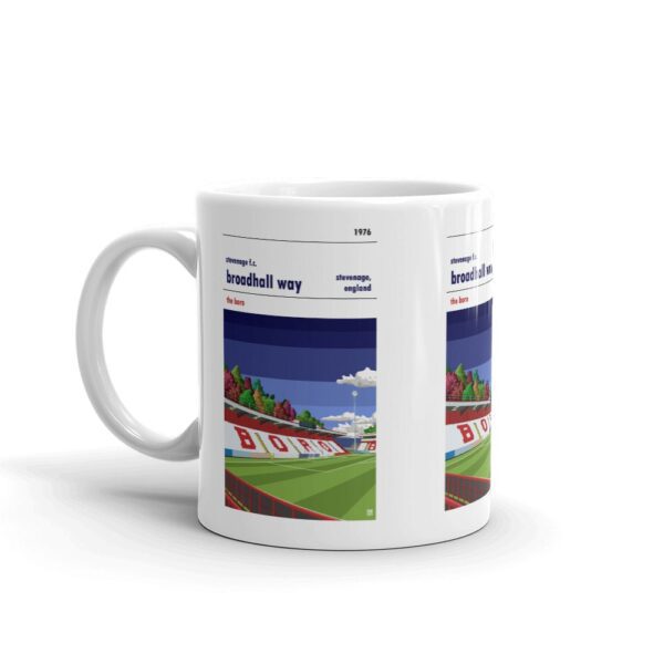 Stevenage FC and Broadhall Way blue sky mug