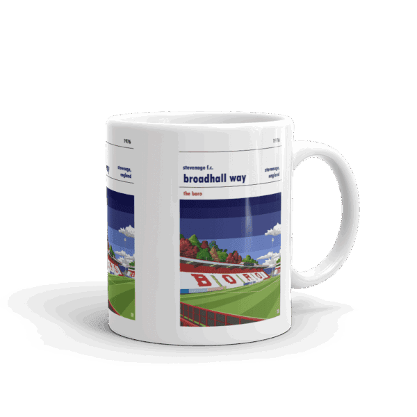 Retro look Broadhall Way, Blue Sky, Stevenage FC Mug - Image 2