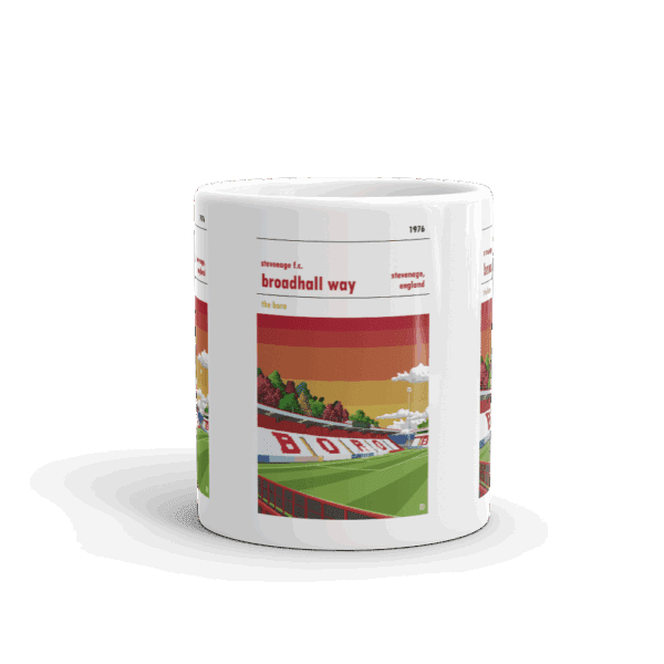 Retro look Broadhall Way, Red Sky, Stevenage FC Mug - Image 3