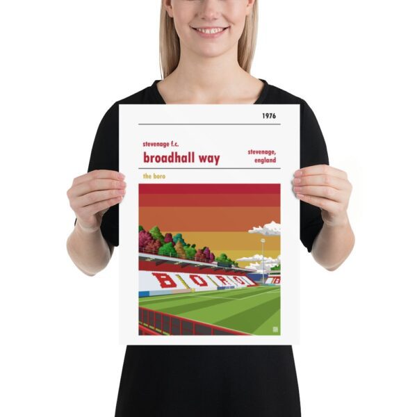 Medium football poster of Stevenage FC and Broadhall Way