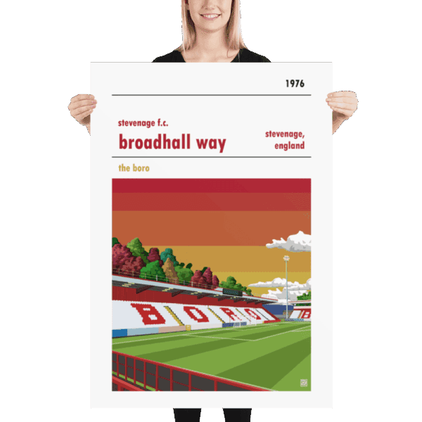 Massive football poster of Stevenage FC and Broadhall Way