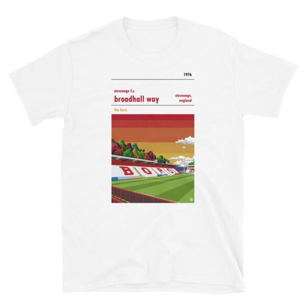 White Stevenage FC and Broadhall Way t-shirt