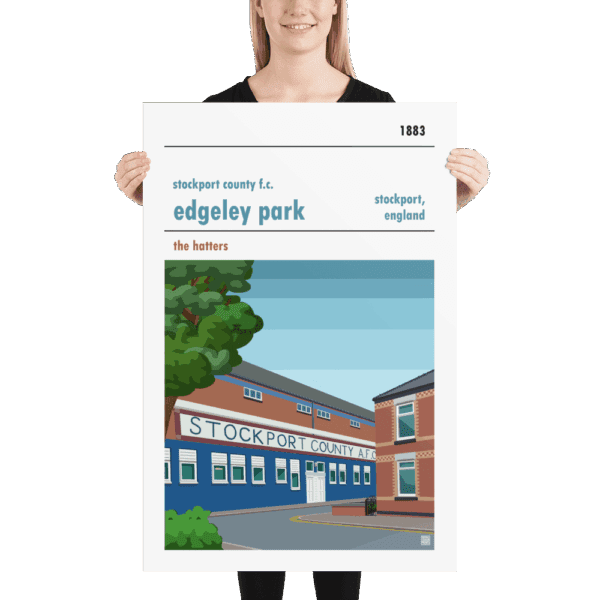 Huge football poster of Stockport County FC and Edgeley Park