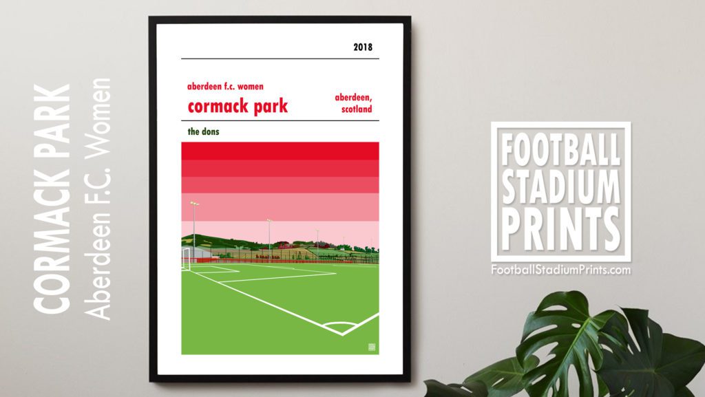 Hanging framed print of Aberdeen FC Women and Cormack Park