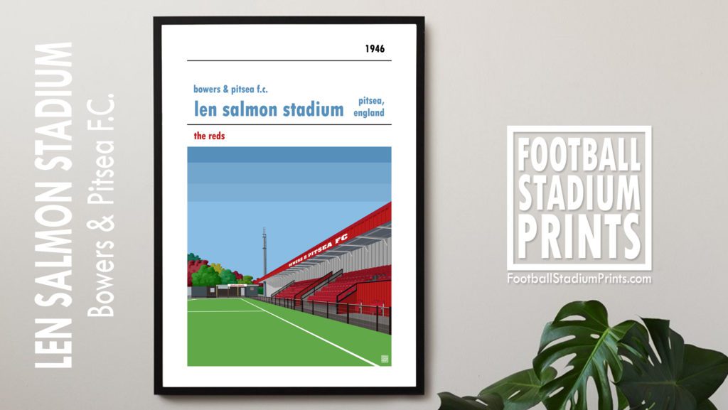 Hanging framed print of Bowers & Pitsea FC and Len Salmon Stadium