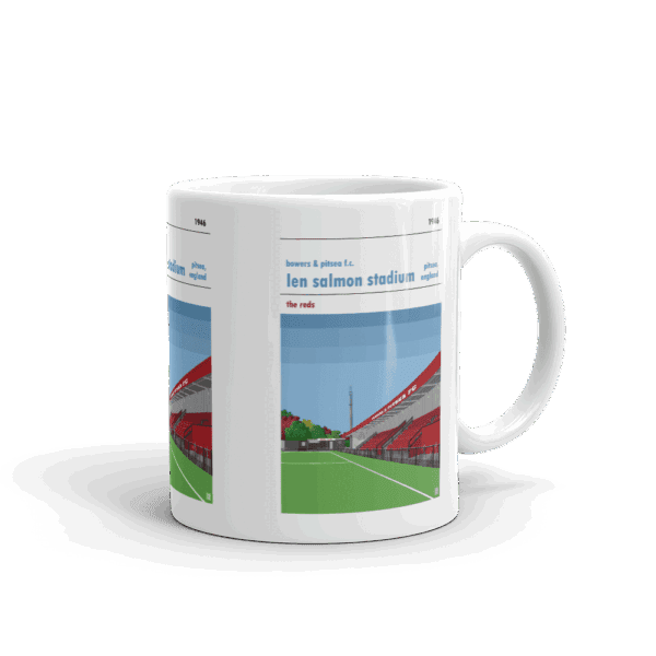 Retro look Len Salmon Stadium, Bowers & Pitsea FC Mug - Image 2