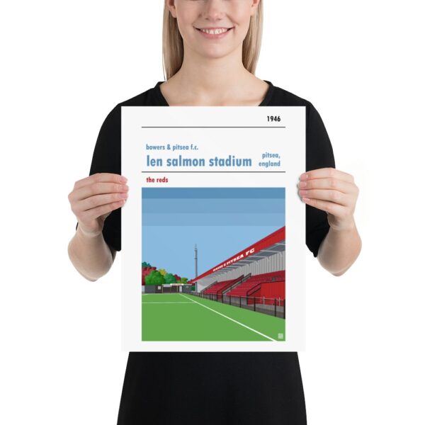 Medium sized football poster of Bowers & Pitsea FC and the Len Salmon Stadium