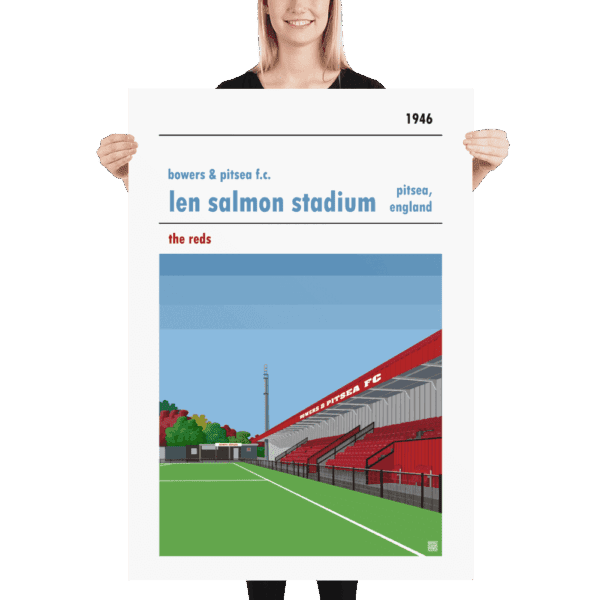 Massive football poster of Bowers & Pitsea FC and the Len Salmon Stadium