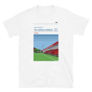 White t-shirt of Bowers & Pitsea FC and the Len Salmon Stadium