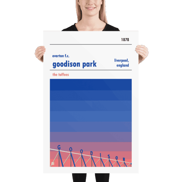 Huge football poster of Everton and Goodison Park sunset