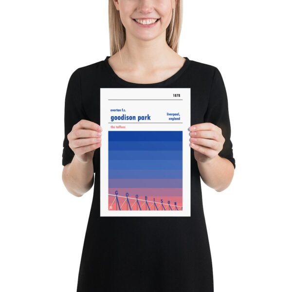 Small football poster of Everton and Goodison Park sunset