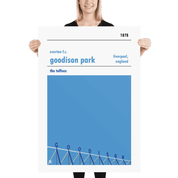 Massive football poster of Everton and Goodison Park