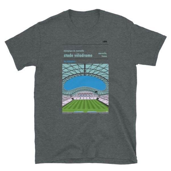 Dark grey t-shirt of Olympique de Marseille and Stade Velodrome