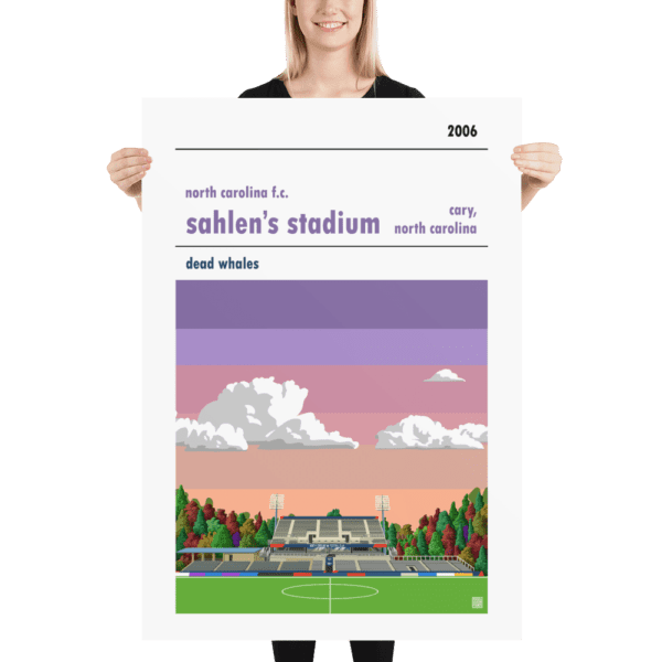 Massive football poster of North Carolina FC and Sahlen’s Stadium