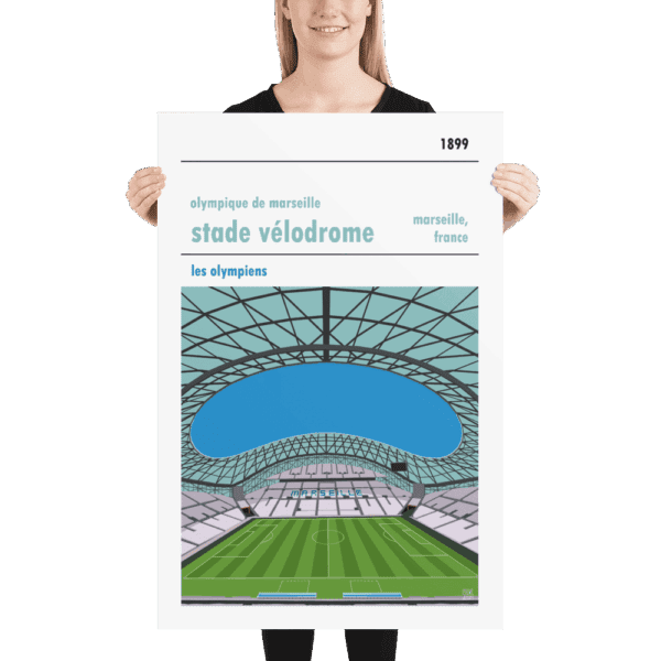 Huge football poster of Olympique de Marseille and Stade Velodrome