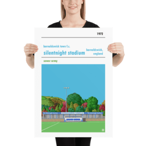 Large football poster of Barnoldswick Town FC and Silentnight Stadium