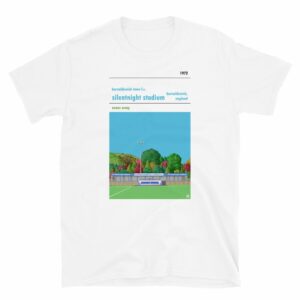 White t-shirt of Barnoldswick Town FC and Silentnight Stadium