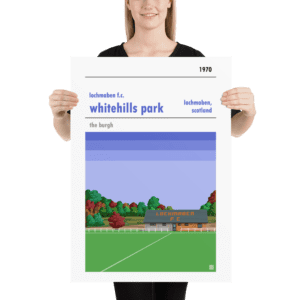Large football poster of Lochmaben FC and Whitehills Park