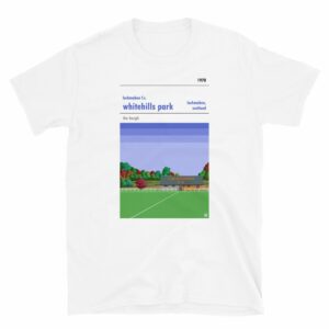 White tshirt of Lochmaben FC and Whitehills Park