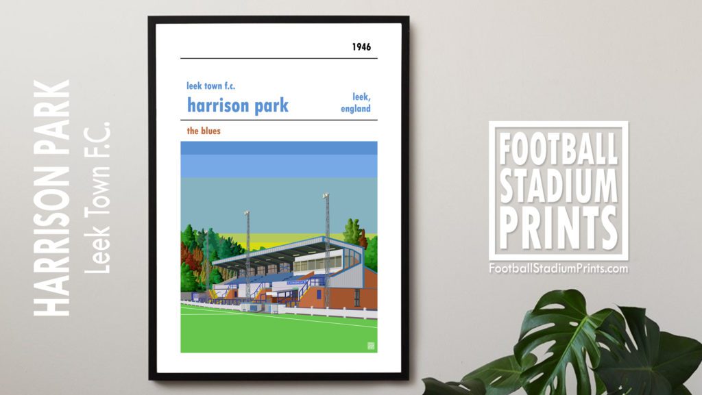 Framed Football Print of Leek Town and Harrison Park