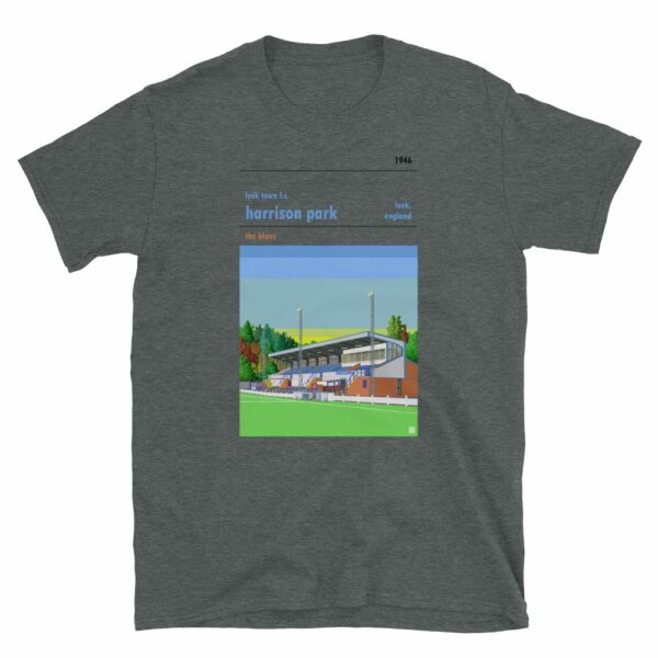 Dark grey t-shirt of Leek Town and Harrison Park