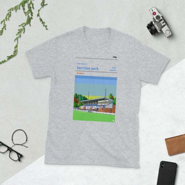 Hipster grey t-shirt of Leek Town and Harrison Park