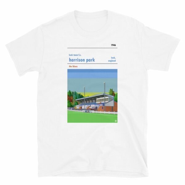 White t-shirt of Leek Town and Harrison Park