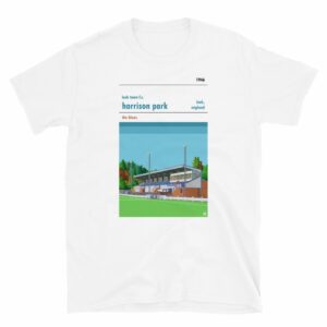 White t-shirt of Leek Town and Harrison Park blue sky
