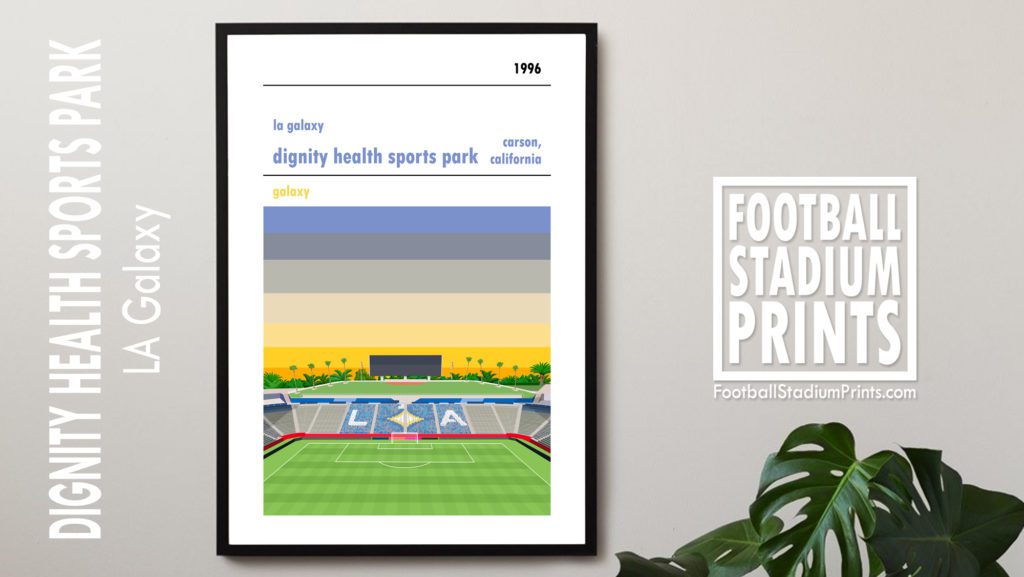 Framed football print of LA Galaxy and the Dignity Health Sports Park