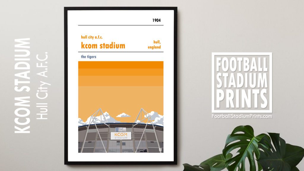 Framed Football poster of Hull City AFC and KCOM Stadium