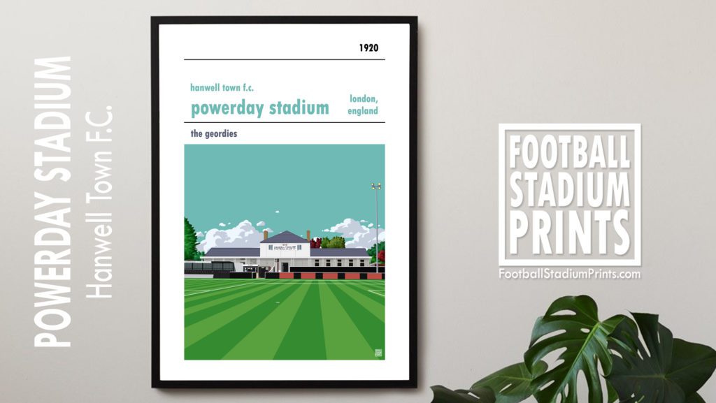 Framed Football Print on Hanwell Town and Powerday Stadium