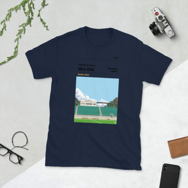 Navy Birmingham Legion and BBVA Field t-shirt