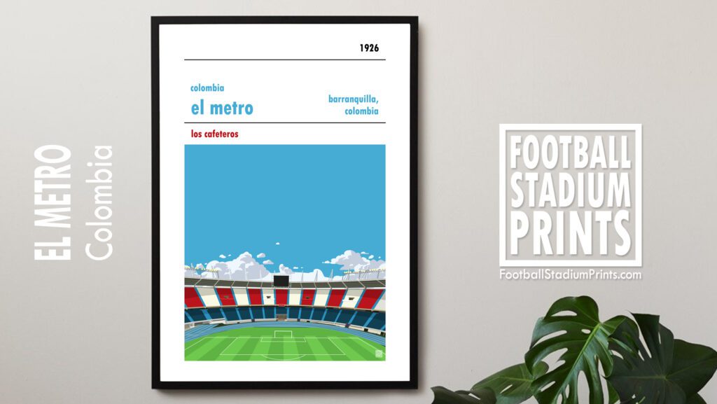 Colombia and El Metro Framed Football Print