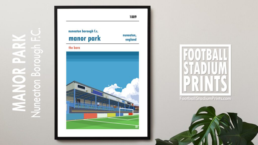 Framed Football Print of Nuneaton Borough FC and Manor Park