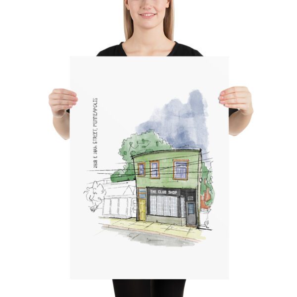 Ink and Watercolour Print of the old Minneapolis City SC club shop