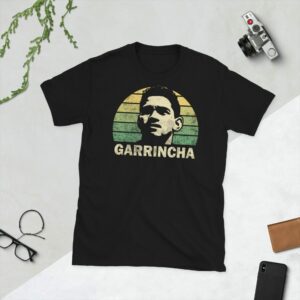 Black Legend Series tee with Garrincha's name and sunburst design, men's tshirt